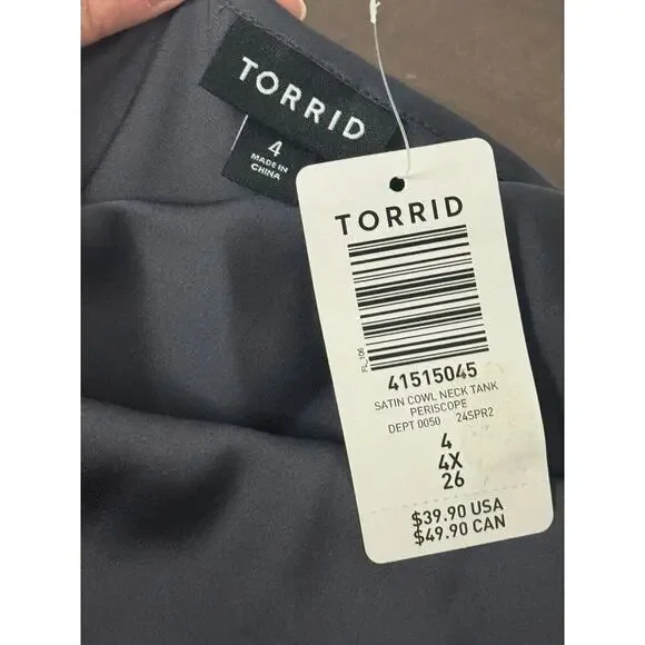 Torrid Gray Satin Cowl Neck Tank Size 4X, NWT - Picture 12 of 13